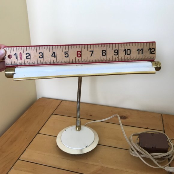 Brass & Chrome Gooseneck Round Base Lamp MCM Cannon Products USA Radionic - Picture 10 of 13